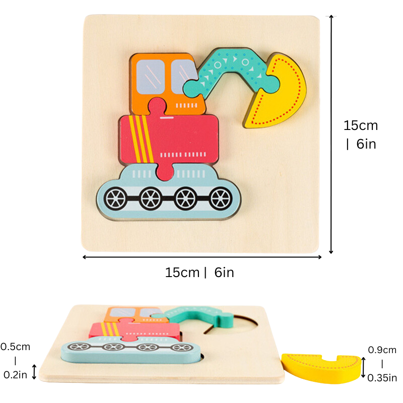 JungleJigs™ – Wooden Puzzle Duo – Animal & Vehicle Playset