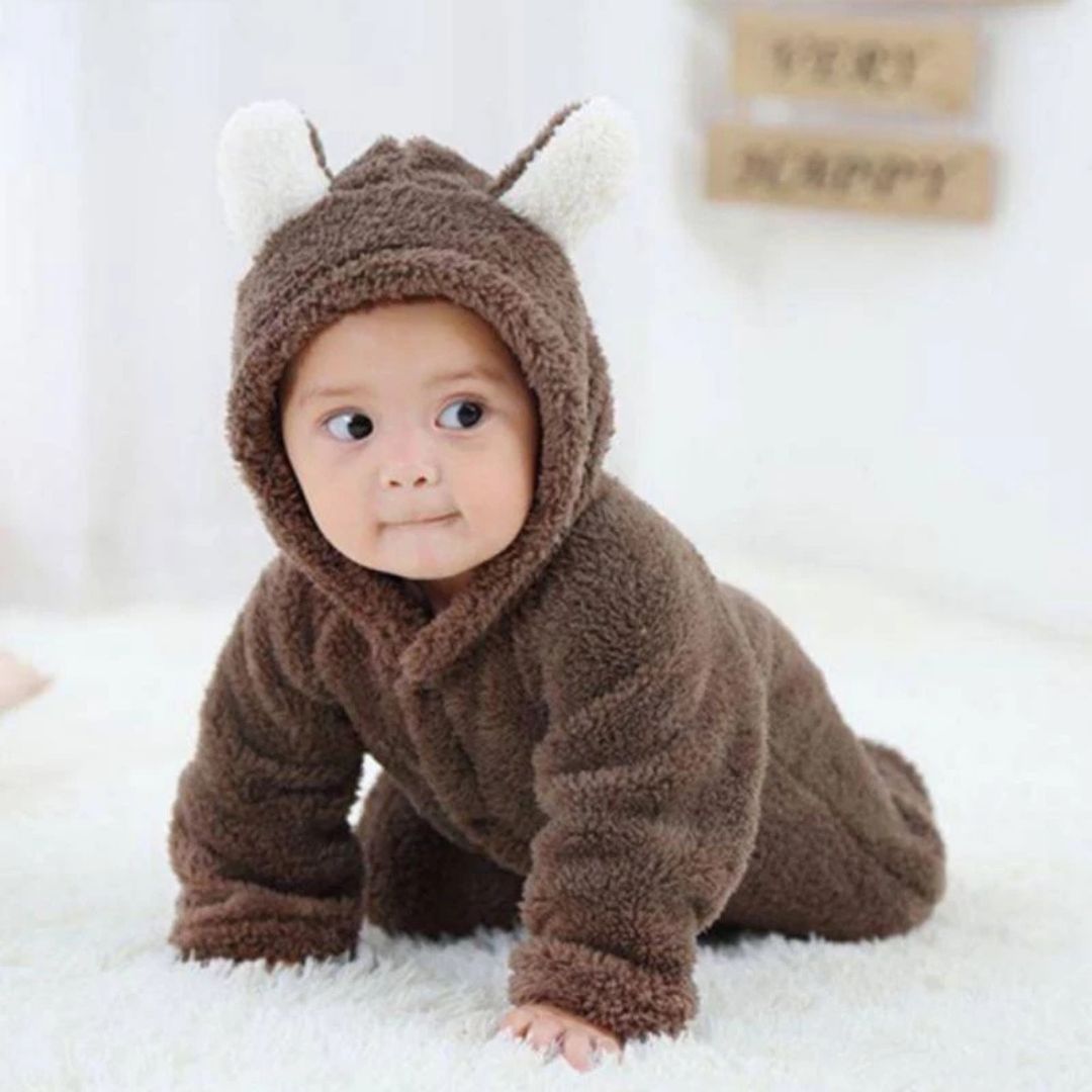 BearSnuggle™ – Soft Hooded Baby Onesie – Cuddly Everyday Wear