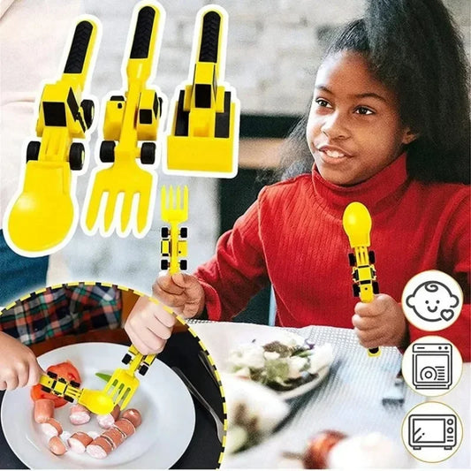 DiggerDine™ – Construction-Themed Dinner Set – Plate and Cutlery for Kids