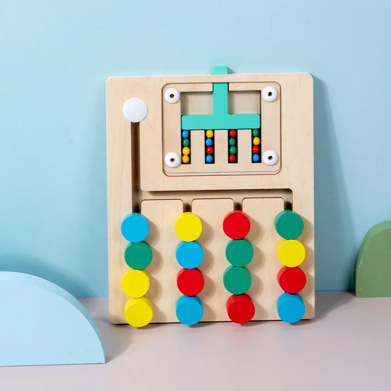 ColourMatch™ – Montessori Wooden Sliding Puzzle – Colour Matching Game