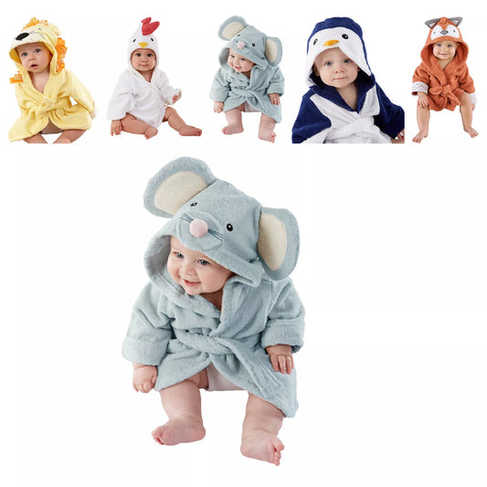 SnuggleZoo™ – Cuddly Animal Baby Bathrobe – Soft Drying Comfort